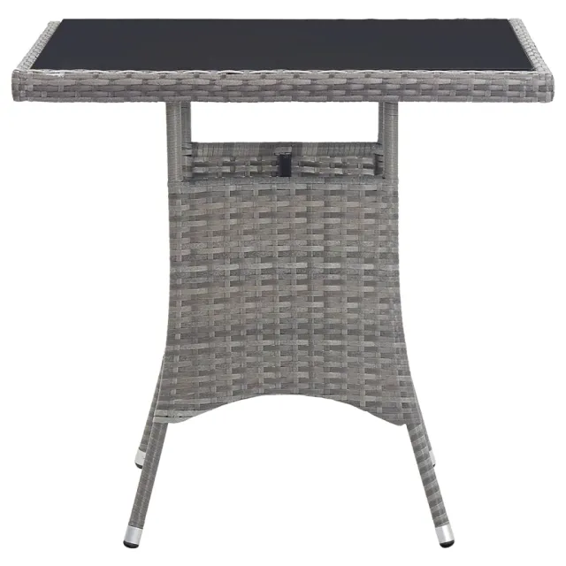 Table de jardin gris 80x80x74 cm résine tressée