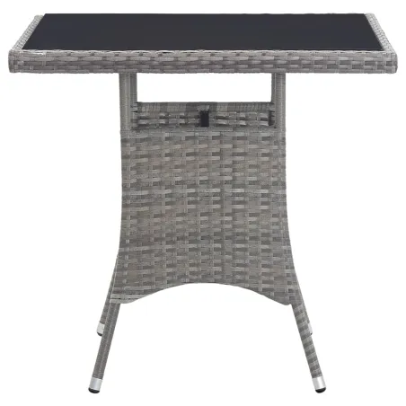 Table de jardin gris 80x80x74 cm résine tressée