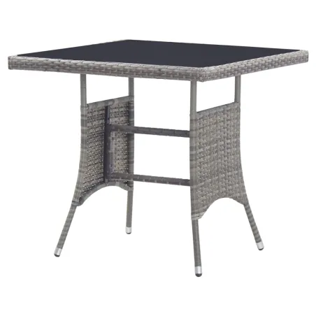 Table de jardin gris 80x80x74 cm résine tressée