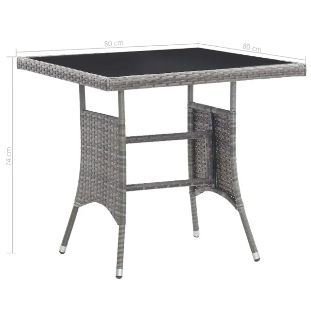 Table de jardin gris 80x80x74 cm résine tressée
