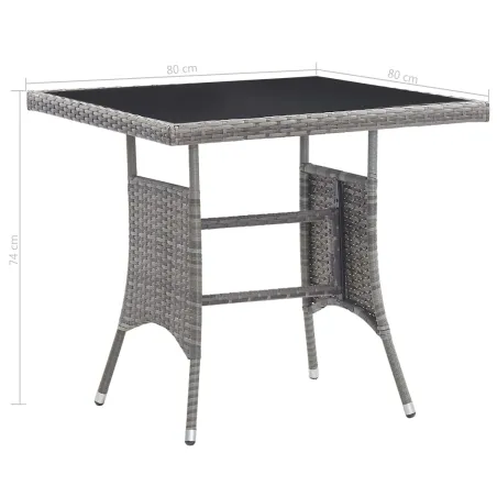 Table de jardin gris 80x80x74 cm résine tressée