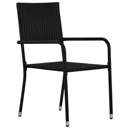 Chaise à dîner de jardin empilable lot de 2 noir résine tressée 2