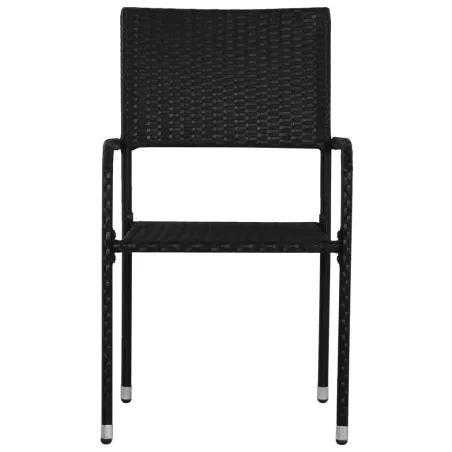 Chaise à dîner de jardin empilable lot de 2 noir résine tressée
