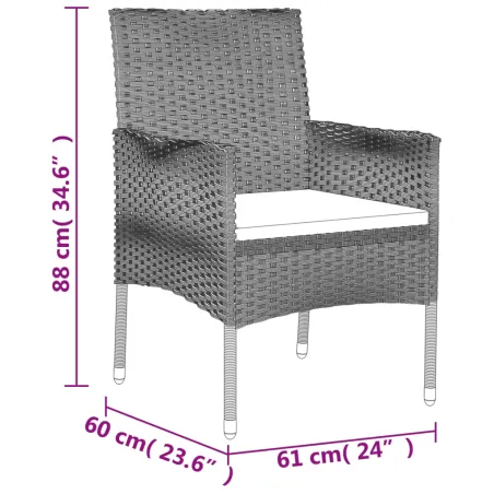 Ensemble à manger jardin 9pcs et coussins noir résine tressée