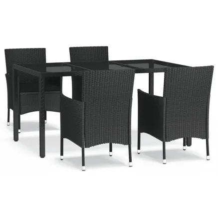 Ensemble à manger de jardin coussins 5pcs Noir Résine tressée 2