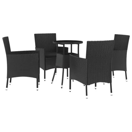 Ensemble de bistro de jardin 5 pcs coussins noir poly rotin 2