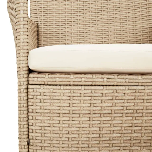 Ensemble de bistro de jardin 3 pcs coussins beige poly rotin