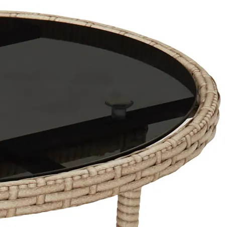 Ensemble de bistro de jardin 3 pcs coussins beige poly rotin