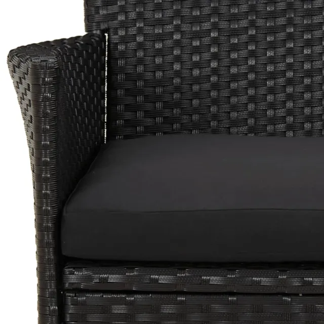 Ensemble de bistro de jardin 3 pcs coussins noir poly rotin