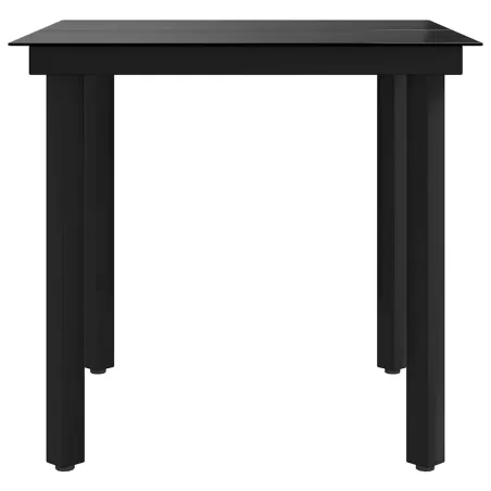 Table à dîner de jardin Noir 80x80x74 cm Acier et verre