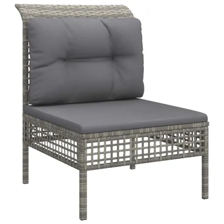 Salon de jardin 8 pcs avec coussins Gris Résine tressée