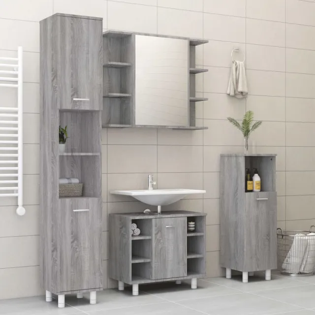 Ensemble d'armoires de salle de bain 4 pcs sonoma gris