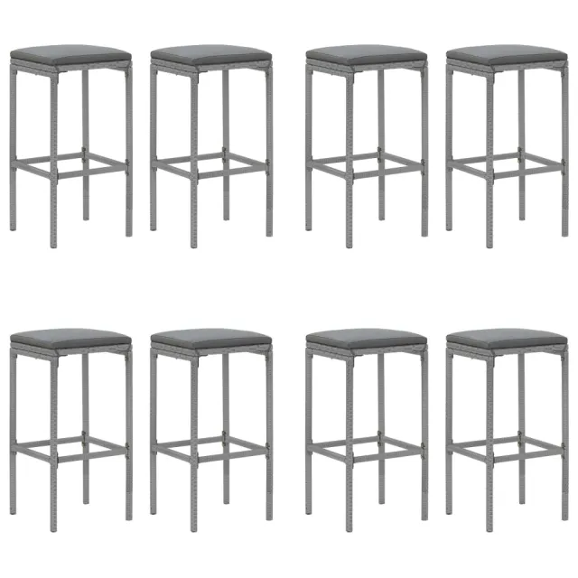 Ensemble de bar de jardin 9 pcs avec coussins gris poly rotin