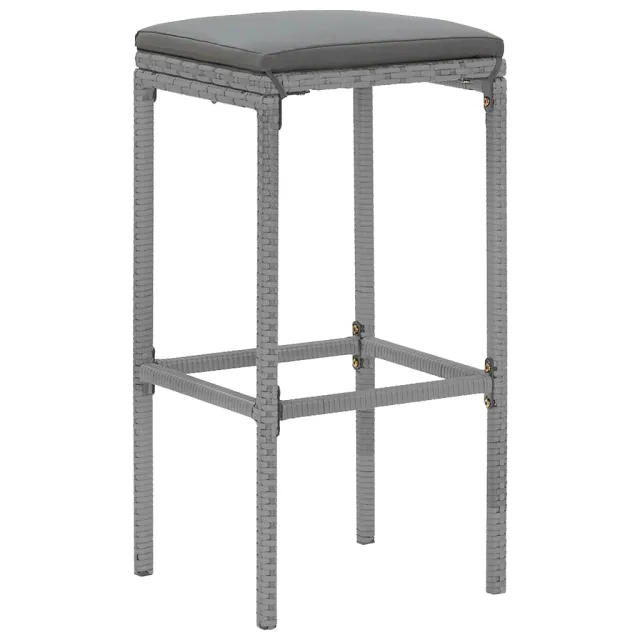 Ensemble de bar de jardin 9 pcs avec coussins gris poly rotin