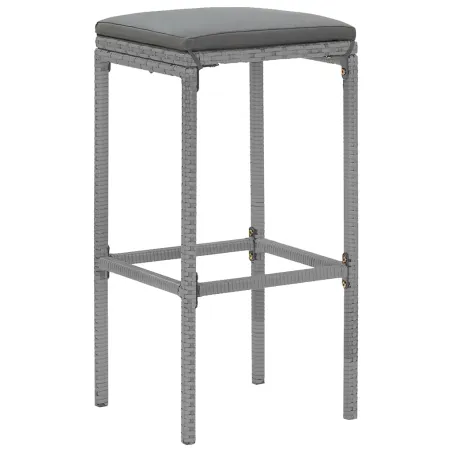 Ensemble de bar de jardin 9 pcs avec coussins gris poly rotin