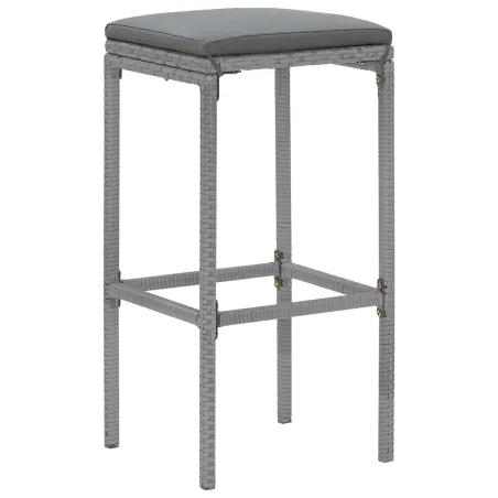 Ensemble de bar de jardin 5 pcs avec coussins gris poly rotin