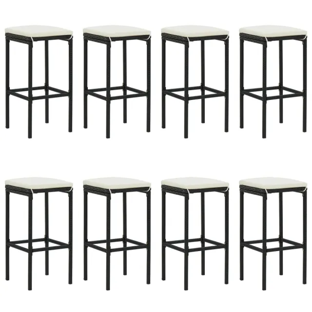 Ensemble de bar de jardin 9 pcs avec coussins noir poly rotin