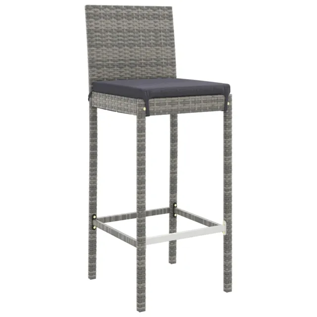 Ensemble de bar de jardin 5 pcs avec coussins gris poly rotin