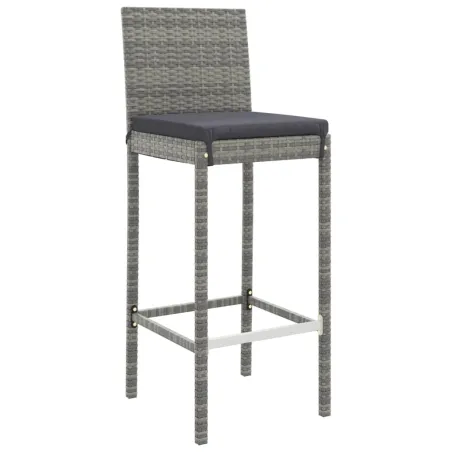 Ensemble de bar de jardin 7 pcs avec coussins gris poly rotin
