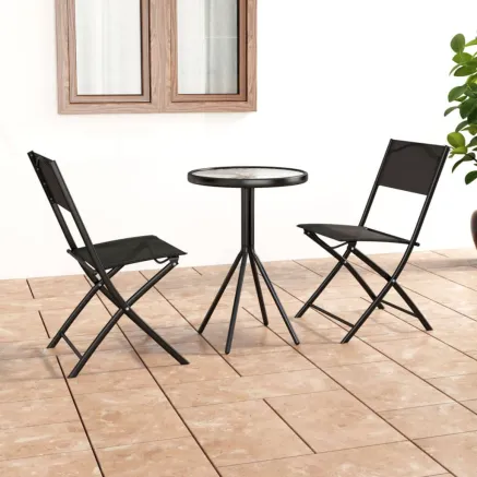Ensemble de bistro 3 pcs Acier Noir