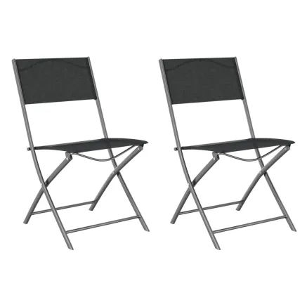 Chaises d'extérieur pliables lot de 2 Noir Acier et textilène 2