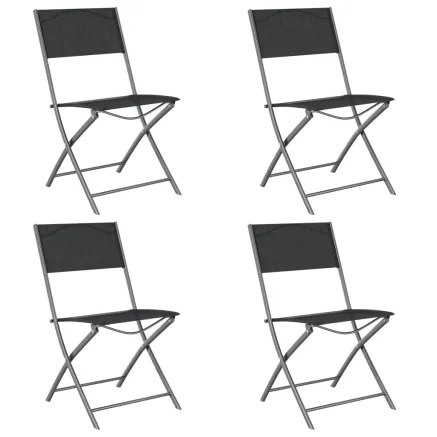 Chaises d'extérieur pliables lot de 4 Noir Acier et textilène 2