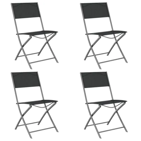 Chaises d'extérieur pliables lot de 4 Noir Acier et textilène