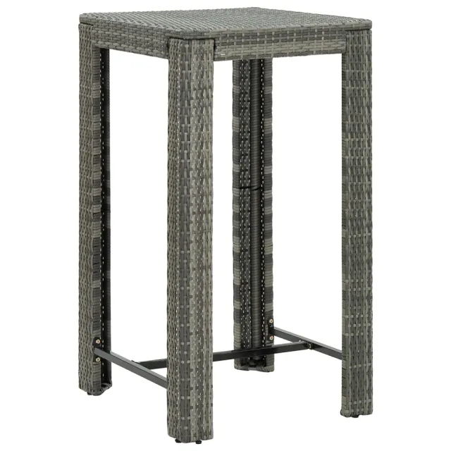 Ensemble de bar jardin 3 pcs gris poly rotin/bois massif acacia