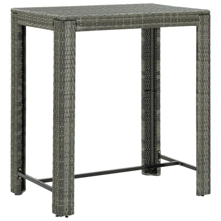 Ensemble de bar jardin 5 pcs gris poly rotin/bois massif acacia