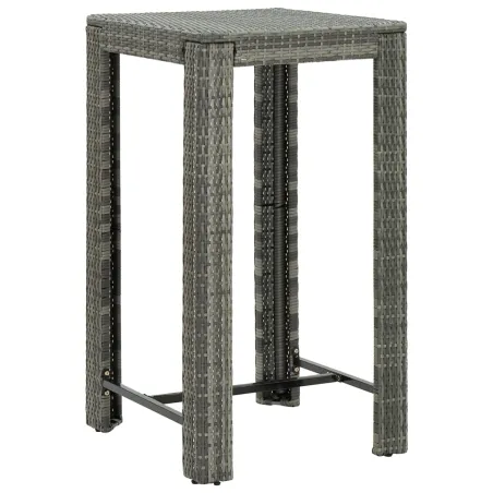 Ensemble de bar jardin 3 pcs gris poly rotin/bois massif acacia