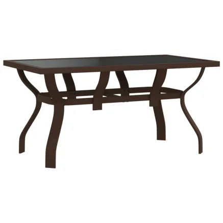 Table de jardin Marron et noir 140x70x70 cm Acier et verre 2