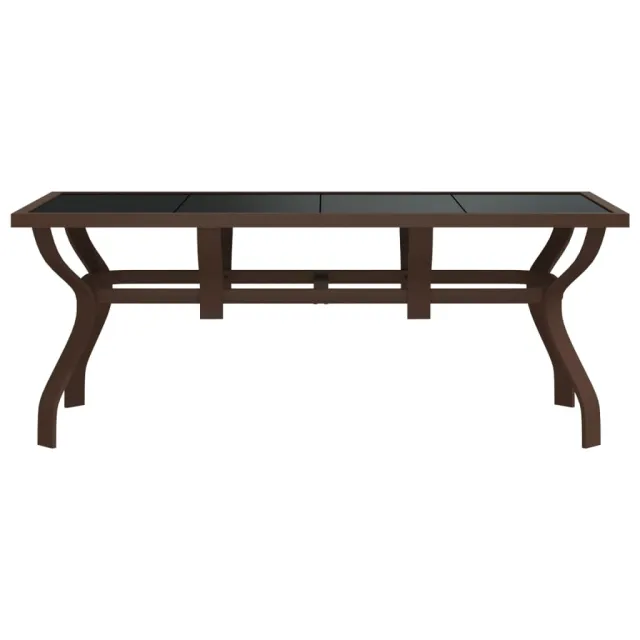 Table de jardin Marron et noir 180x80x70 cm Acier et verre