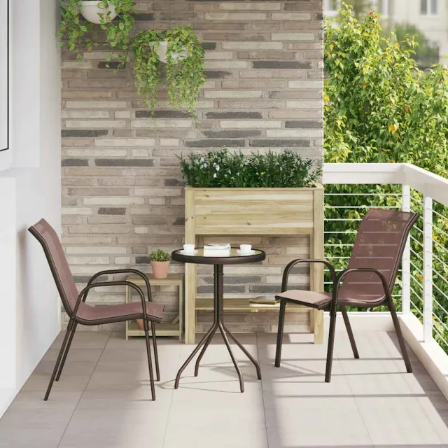 Chaises empilables de jardin lot de 2 Marron Tissu textilène