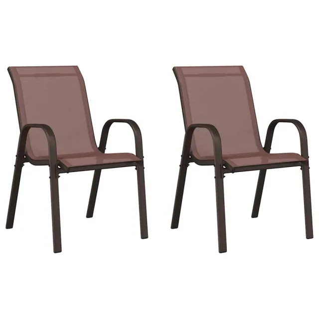 Chaises empilables de jardin lot de 2 Marron Tissu textilène