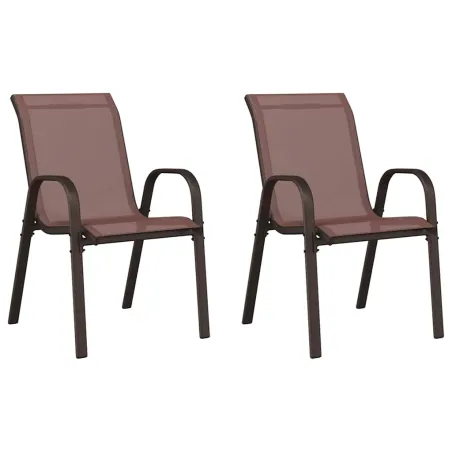 Chaises empilables de jardin lot de 2 Marron Tissu textilène