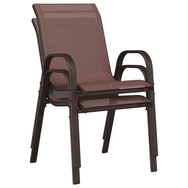Chaises empilables de jardin lot de 2 Marron Tissu textilène