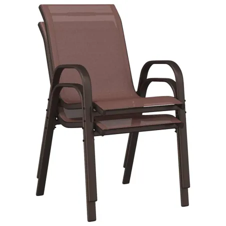 Chaises empilables de jardin lot de 2 Marron Tissu textilène