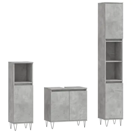 Ensemble d'armoires de salle de bain 3 pcs gris béton 2