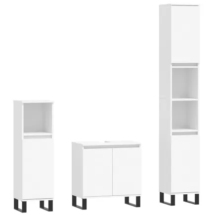 Ensemble d'armoires salle de bain 3 pcs blanc bois d'ingénierie 2