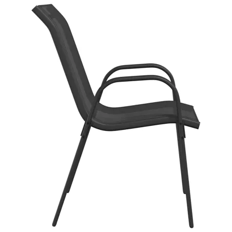 Chaises empilables de jardin lot de 4 Noir Tissu textilène