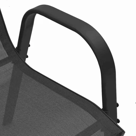 Chaises empilables de jardin lot de 4 Noir Tissu textilène