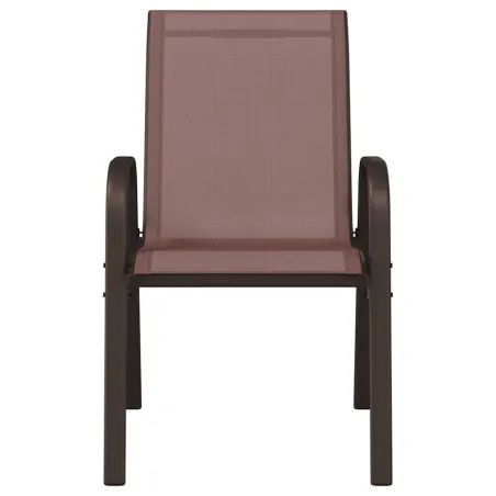 Chaises empilables de jardin lot de 4 Marron Tissu textilène