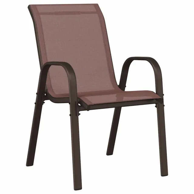 Chaises empilables de jardin lot de 4 Marron Tissu textilène
