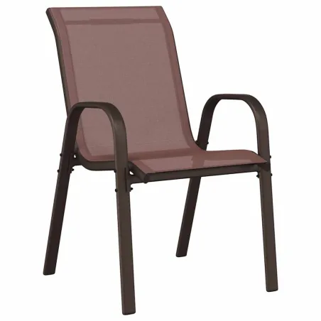 Chaises empilables de jardin lot de 4 Marron Tissu textilène