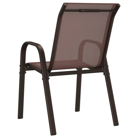 Chaises empilables de jardin lot de 4 Marron Tissu textilène