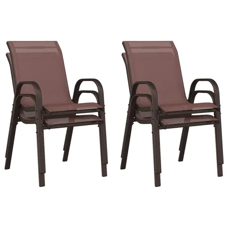 Chaises empilables de jardin lot de 4 Marron Tissu textilène