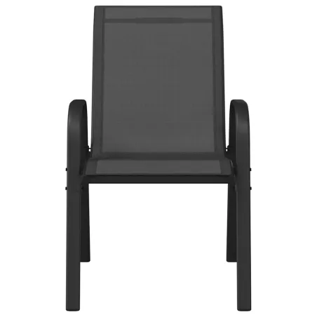 Chaises empilables de jardin lot de 6 Noir Tissu textilène