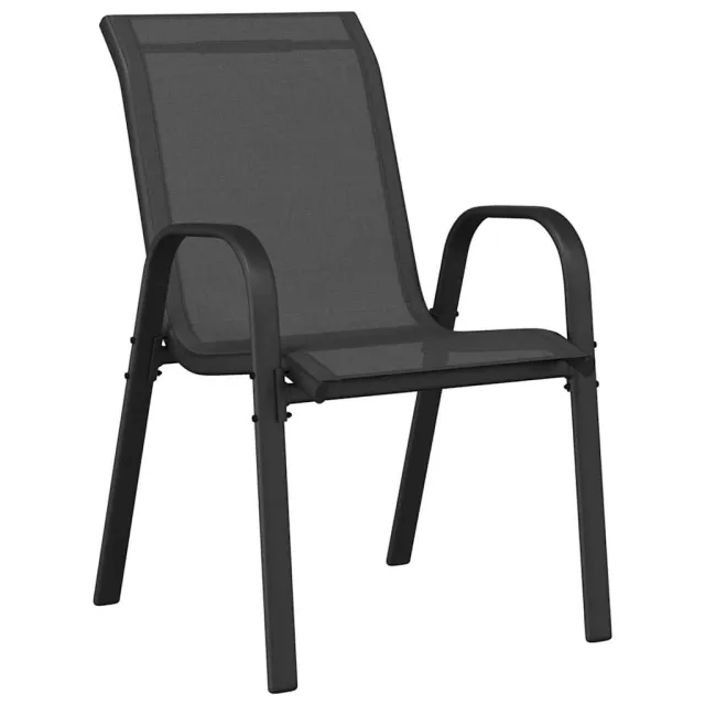 Chaises empilables de jardin lot de 6 Noir Tissu textilène