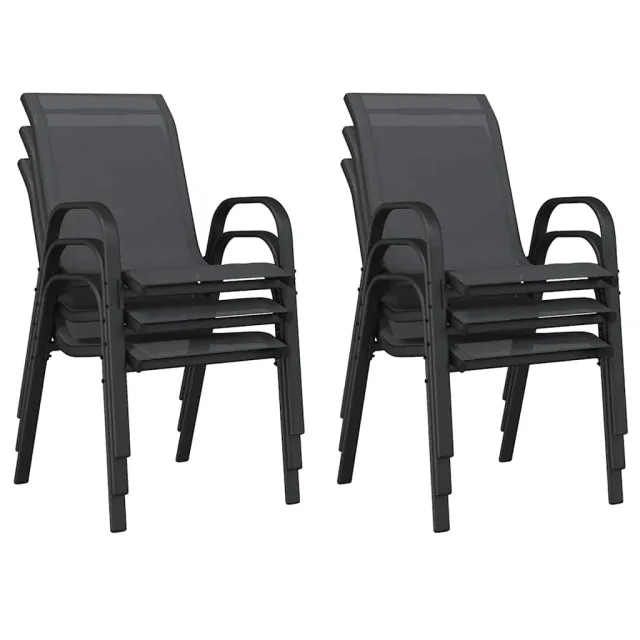 Chaises empilables de jardin lot de 6 Noir Tissu textilène