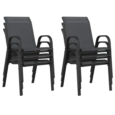 Chaises empilables de jardin lot de 6 Noir Tissu textilène